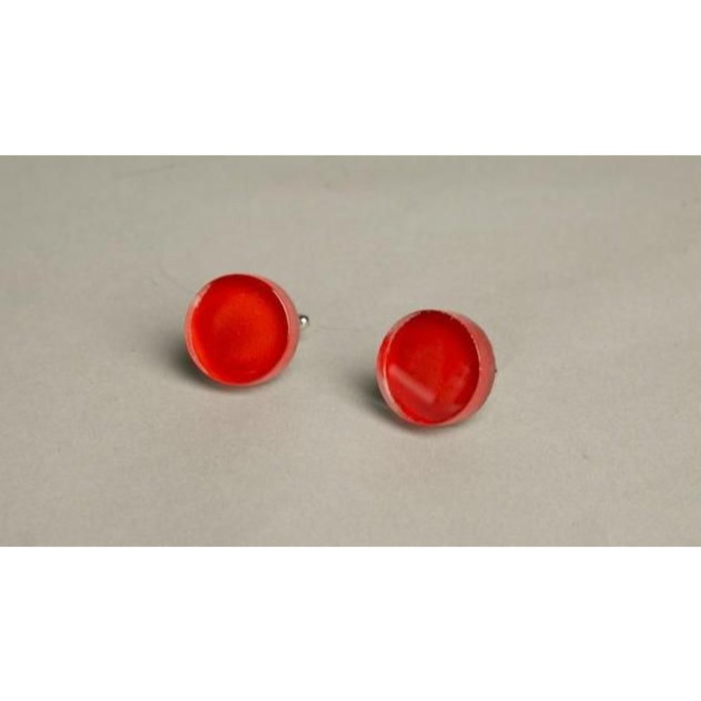 Cool Red Translucent Circle Cuff Link Set Unique … - image 1